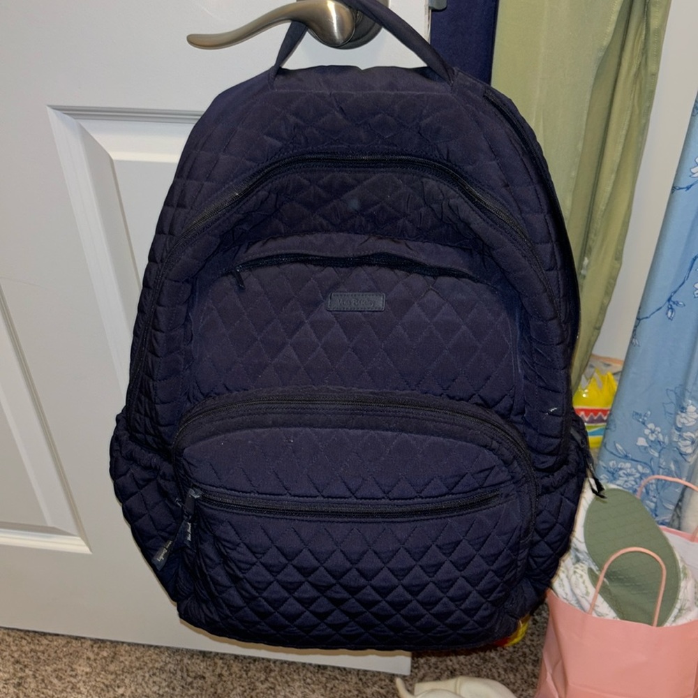 Vera Bradley Quilted Backpack in Navy Blue